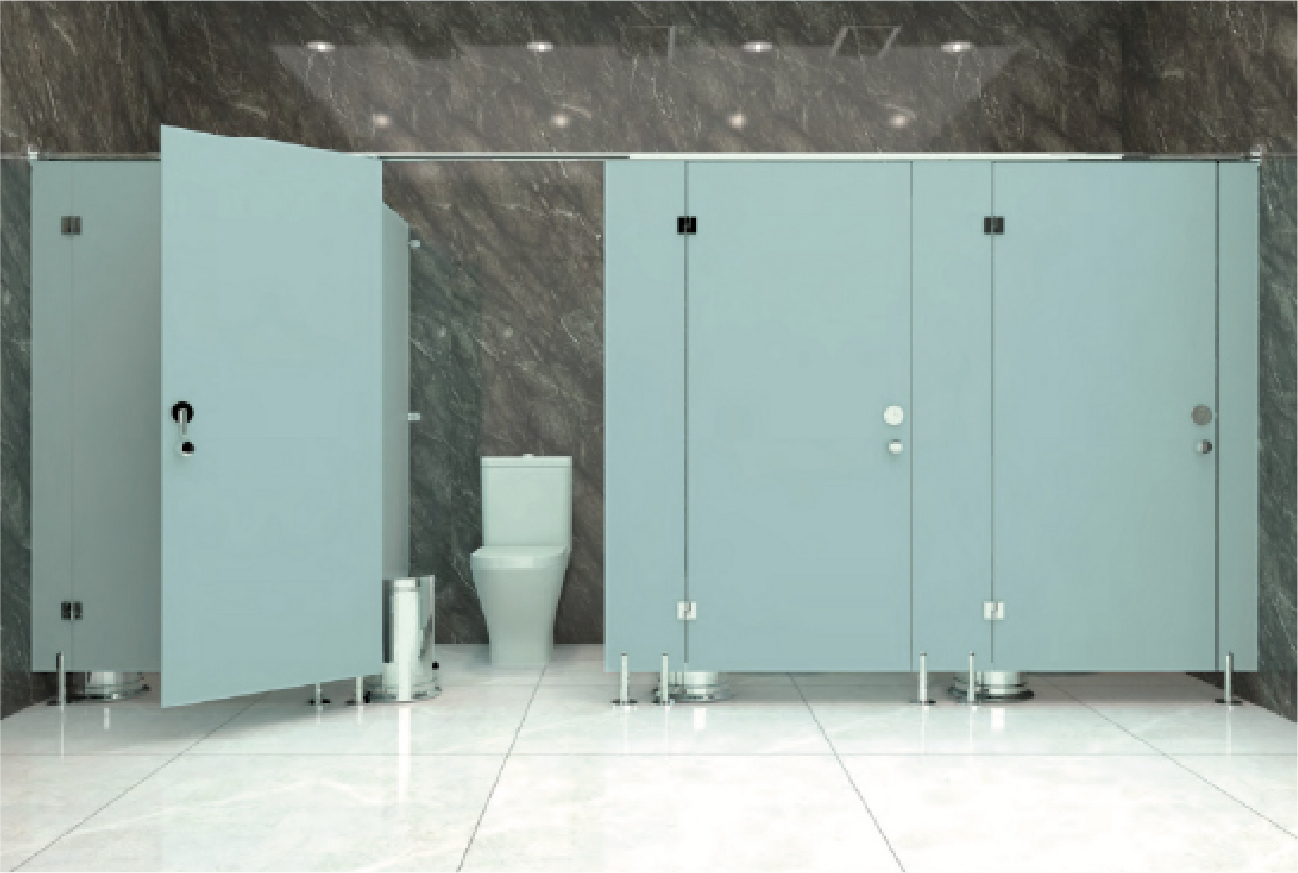 gambar gambar Compact-Toilet-Cubicle - Solid-Colour 137 T Olive Green